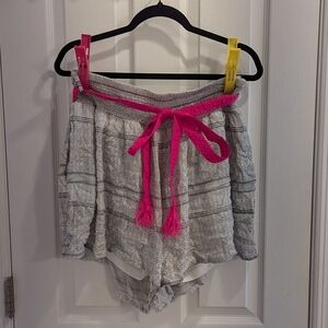 Gray and Pink Patterned Shorts
